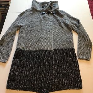 Women’s Simply Couture knit grey/black coat jacket sweater Sz XL